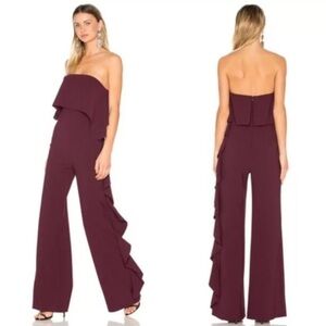 ALEXIS Kendall Ruffle Strapless Jumpsuit in Plum Size XSmall